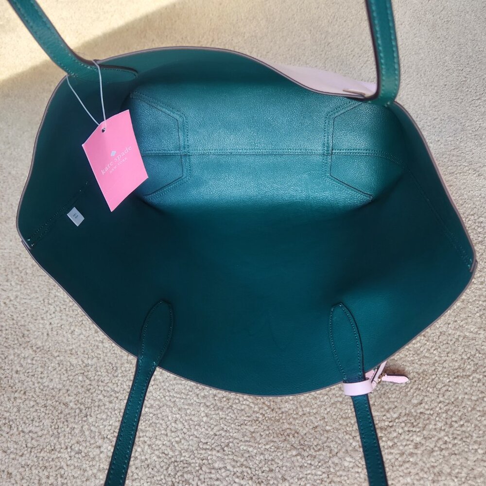 NWT Kate Spade Pineapple Colada Reversible Leather Tote With Matching Wristlet - Picture 10 of 15